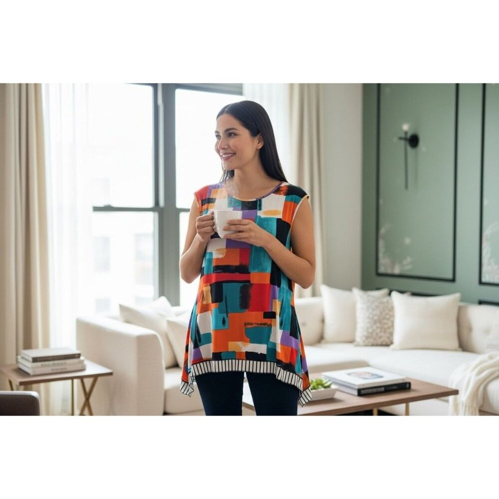 Serengeti Geometric Multi-Colored Block Tunic – $15 - Picture 4 of 8